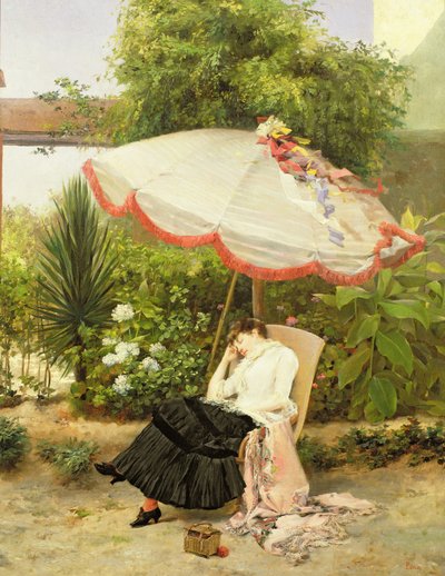 Girl under a Parasol by Pedro Lira